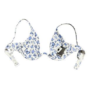 Garage bikini top wired V ribbed White Blue Butterfly Size Medium